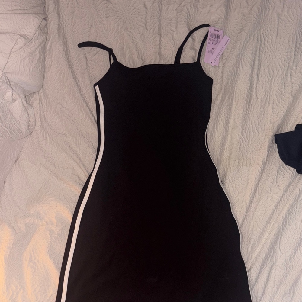 Black Dress with White Accents